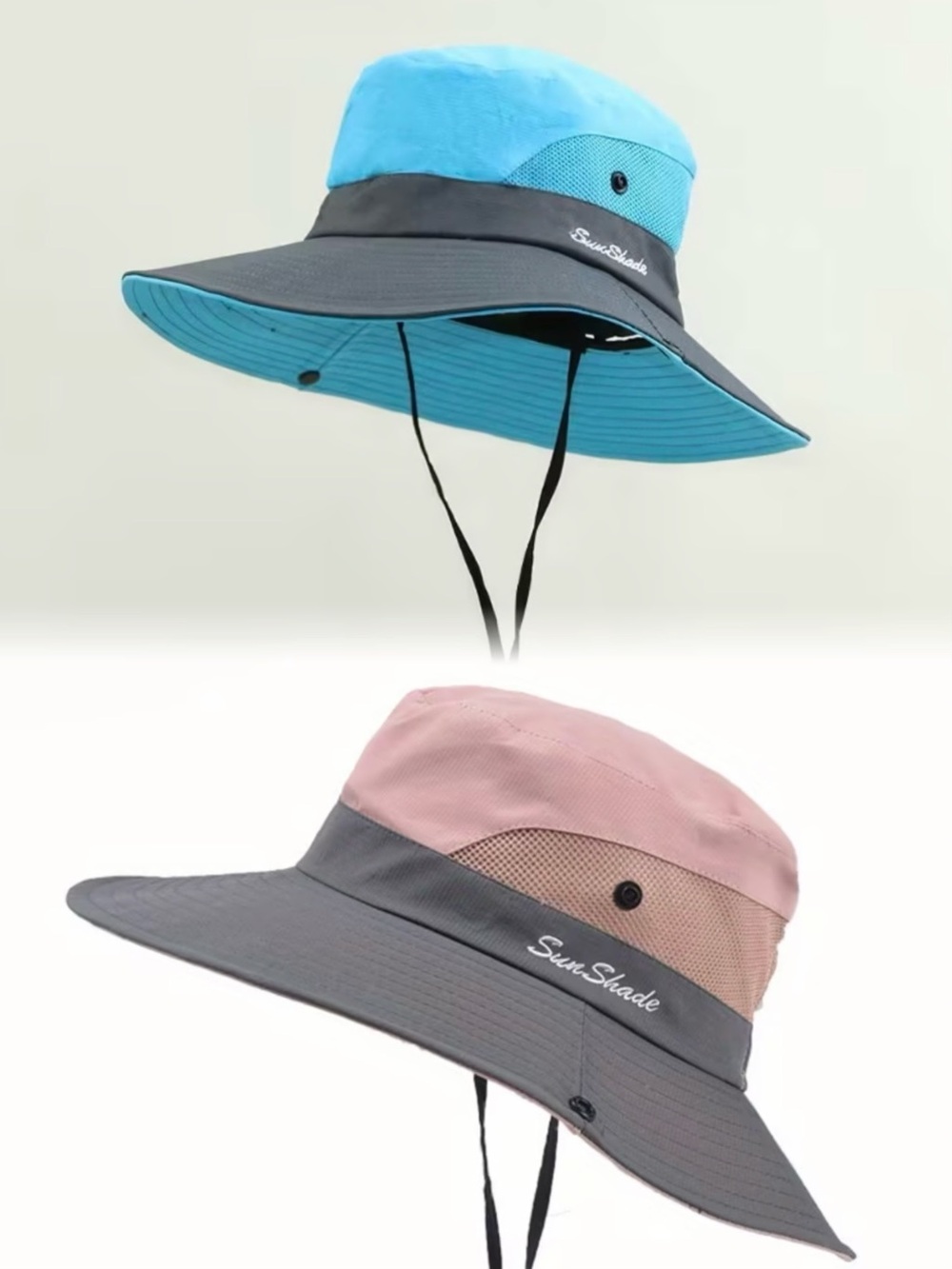 Kids Wide-Brim Bucket Hat - Blue & Pink Options